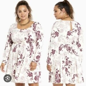 Torrid White and Purple Floral Mini Dress